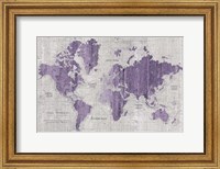 Old World Map Purple Gray Fine Art Print