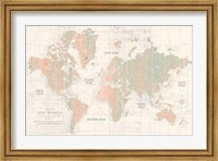 Old World Map Blush and Mint Fine Art Print