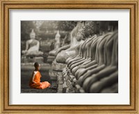 Young Buddhist Monk Praying, Thailand (BW) Fine Art Print