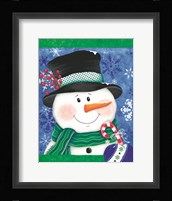 Snowman with a Candy Cane Fine Art Print