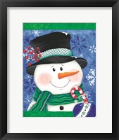 Snowman with a Candy Cane Fine Art Print