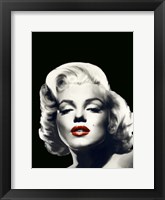Red Lips Marilyn In Black Fine Art Print