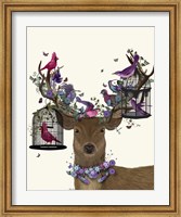 Deer Birdkeeper, Tropical Bird Cages Fine Art Print