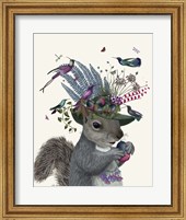 Squirrel Birdkeeper and Blue Acorns Fine Art Print