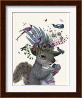 Squirrel Birdkeeper and Blue Acorns Fine Art Print