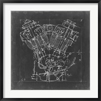 Motorcycle Engine Blueprint I Fine Art Print