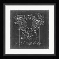 Motorcycle Engine Blueprint II Framed Print