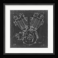 Motorcycle Engine Blueprint III Framed Print
