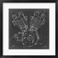 Motorcycle Engine Blueprint III Framed Print