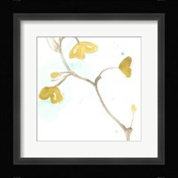Teal and Ochre Ginko II Framed Print