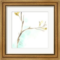 Teal and Ochre Ginko IV Fine Art Print