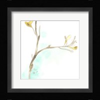 Teal and Ochre Ginko IV Framed Print