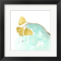 Teal and Ochre Ginko VI Framed Print