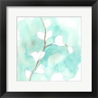 Teal and Ochre Ginko VII Framed Print