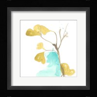 Teal and Ochre Ginko IX Framed Print