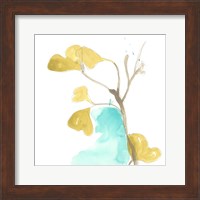 Teal and Ochre Ginko IX Fine Art Print