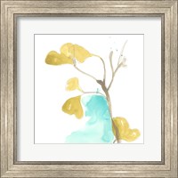 Teal and Ochre Ginko IX Fine Art Print