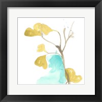Teal and Ochre Ginko IX Framed Print