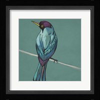 Winged Sketch I on Teal Framed Print