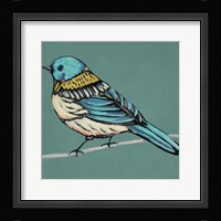 Winged Sketch III on Teal Framed Print