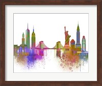 New York Skyline Rainbow Bright Fine Art Print