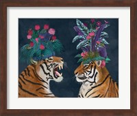 Hot House Tigers, Pair, Dark Fine Art Print