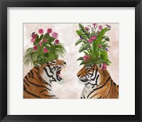 Hot House Tigers, Pair, Pink Green Fine Art Print