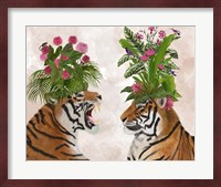Hot House Tigers, Pair, Pink Green Fine Art Print