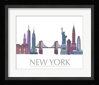 New York Skyline Coloured Buildings Framed Print