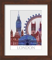 London Landmarks , Red Blue Fine Art Print