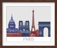 Paris Landmarks , Red Blue Fine Art Print