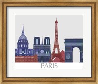 Paris Landmarks , Red Blue Fine Art Print