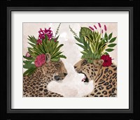 Hot House Leopards, Pair, Pink Green Fine Art Print
