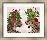 Hot House Leopards, Pair, Pink Green Fine Art Print