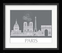 Paris Skyline Monochrome Framed Print
