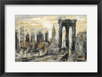 Brooklyn Bridge Gray and Gold Framed Print