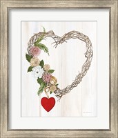 Rustic Valentine Heart Wreath I Fine Art Print