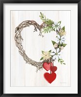Rustic Valentine Heart Wreath II Fine Art Print