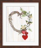 Rustic Valentine Heart Wreath II Fine Art Print