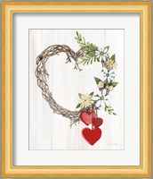 Rustic Valentine Heart Wreath II Fine Art Print