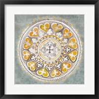 Mandala Delight III Yellow Grey Framed Print