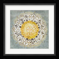 Mandala Delight IV Yellow Grey Framed Print