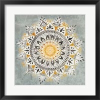 Mandala Delight I Yellow Grey Framed Print