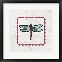 Dragonfly Stamp Bright Framed Print