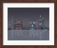 London Skyline Night Reflections Fine Art Print