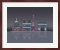 Paris Skyline Night Reflections Fine Art Print