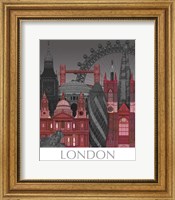 London Elevations by Night Red Fine Art Print