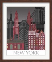 New York Elevations by Night Red Fine Art Print