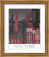 New York Elevations by Night Red Fine Art Print
