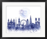 London Skyline Watercolour Splash Blue Fine Art Print
